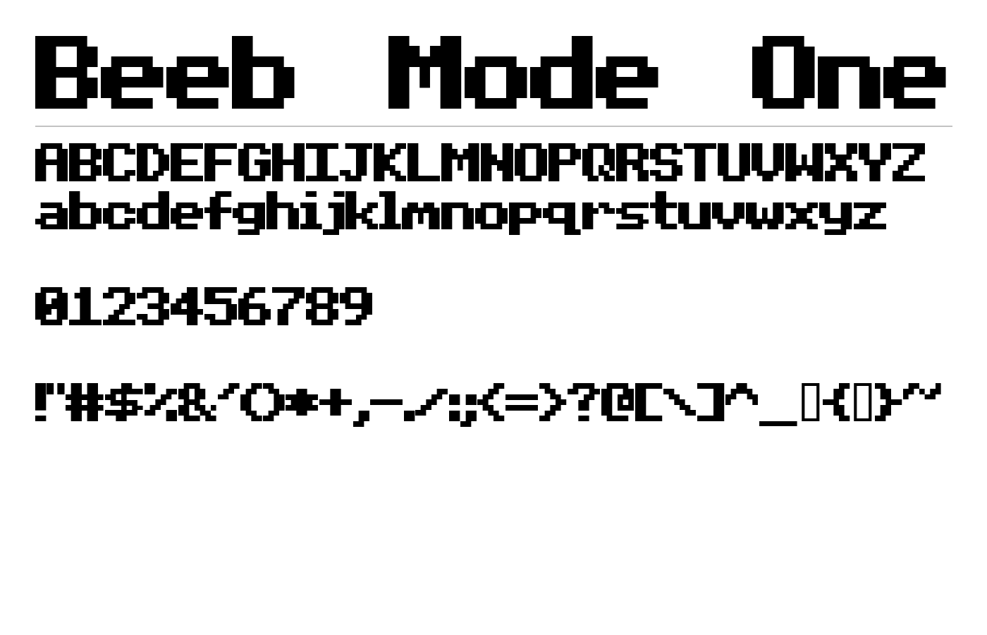 Beeb Mode One Font preview