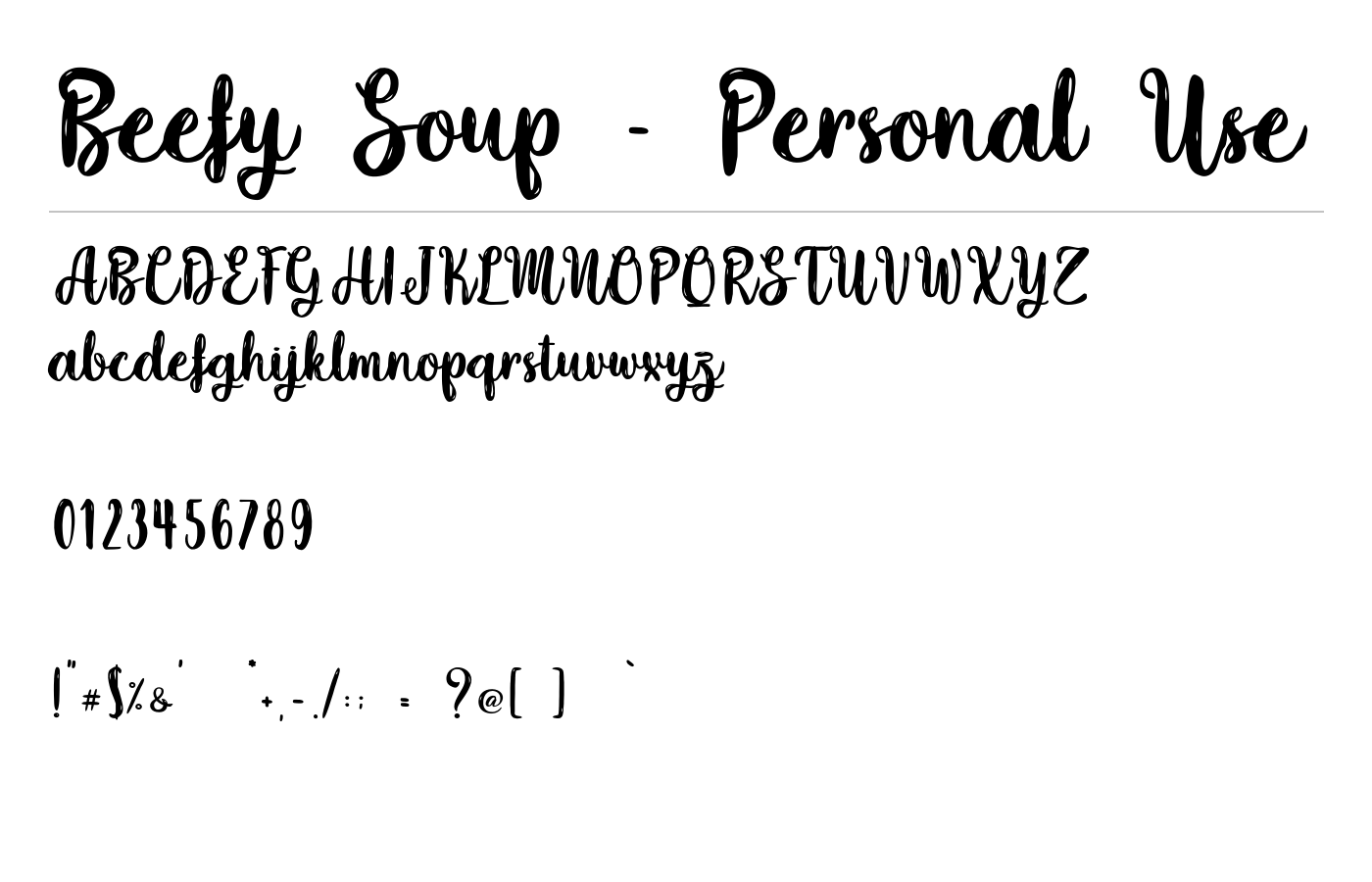 Beefy Soup - Personal Use Font preview