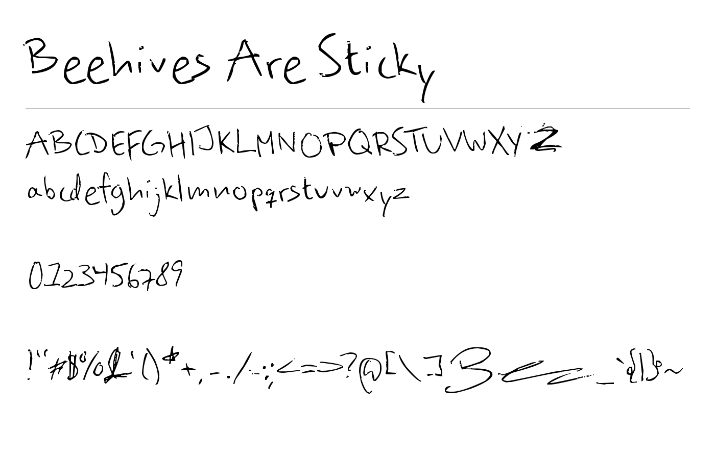 Beehives Are Sticky Font preview