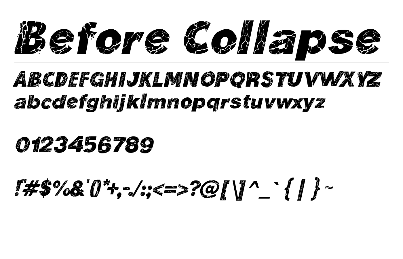 Before Collapse Font preview