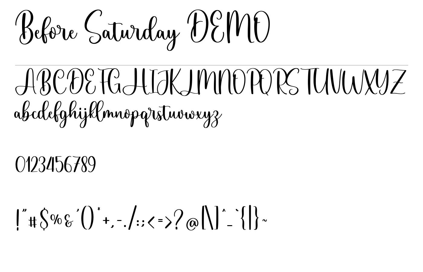 Before Saturday DEMO Font preview