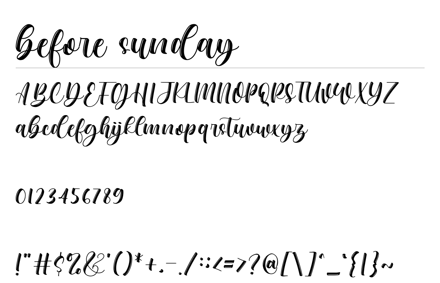 before sunday Font preview