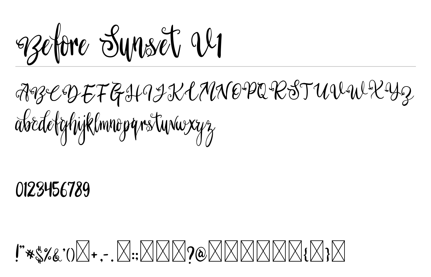 Before Sunset V1 Font preview