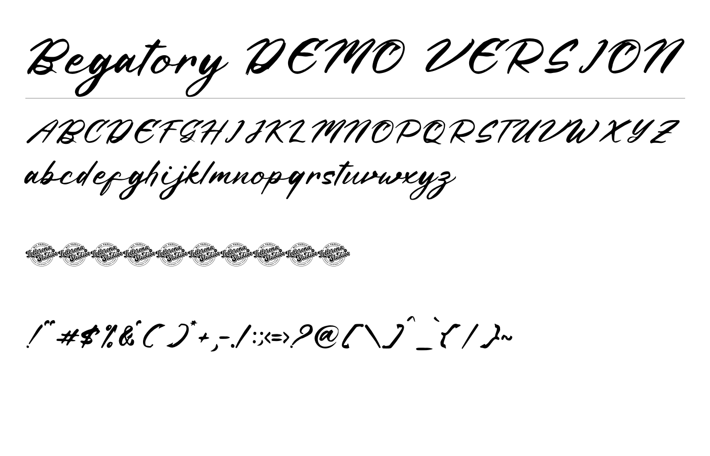 Begatory DEMO VERSION Font preview