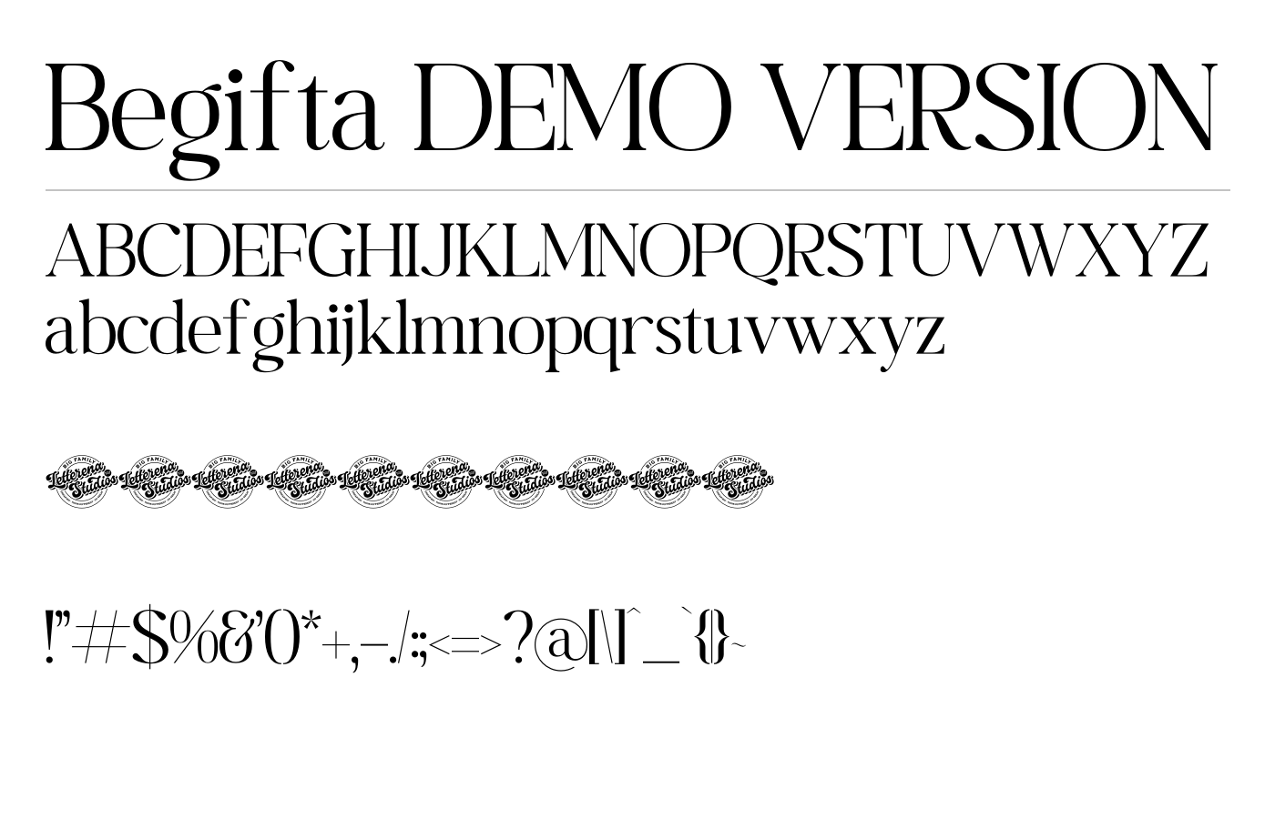 Begifta DEMO VERSION Font preview