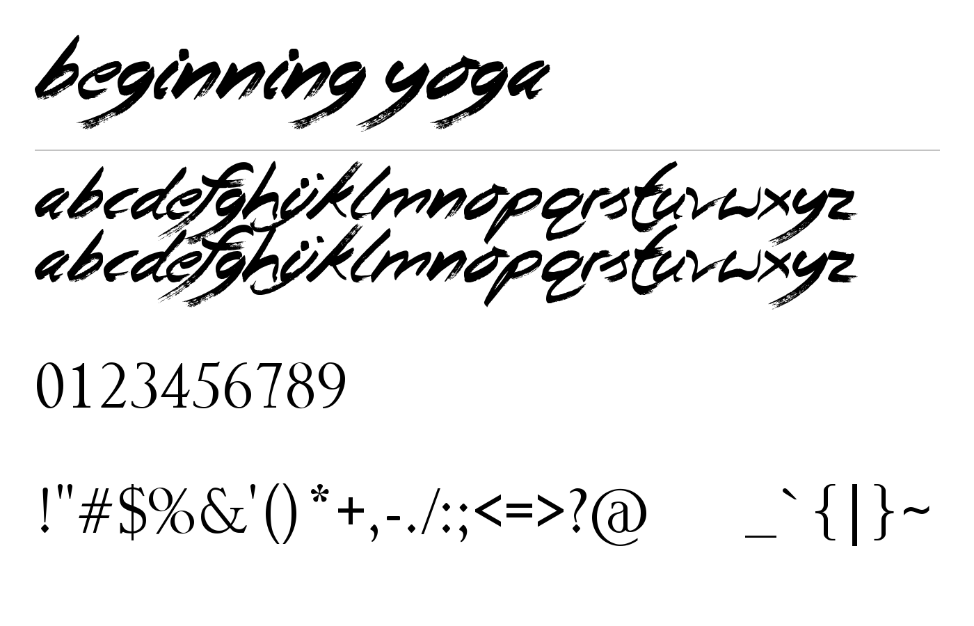 Beginning Yoga Font preview