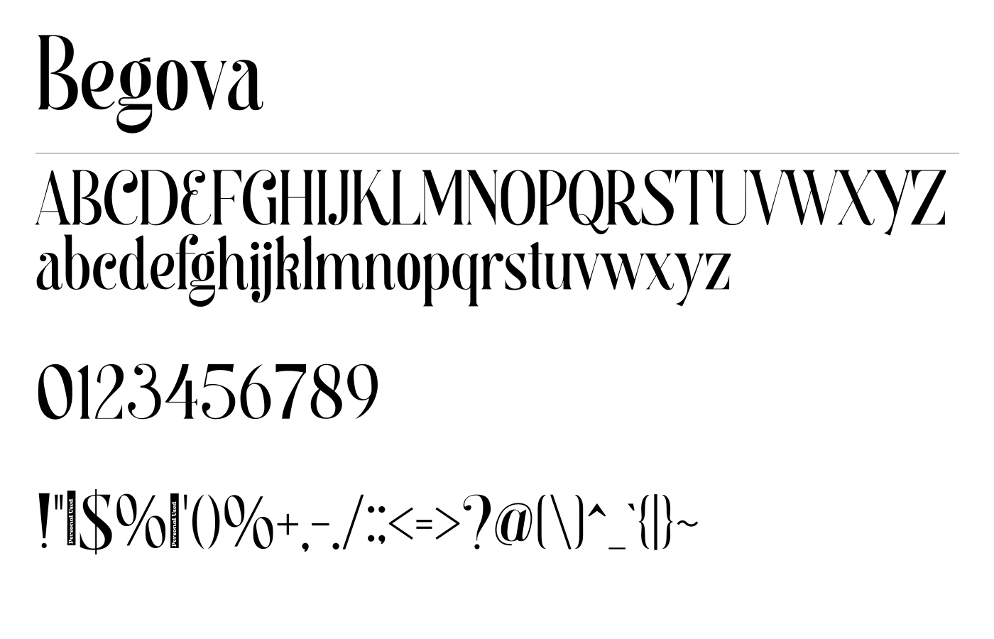 Begova Font preview