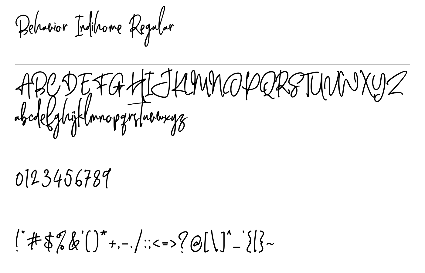 Behavior Indihome Font preview