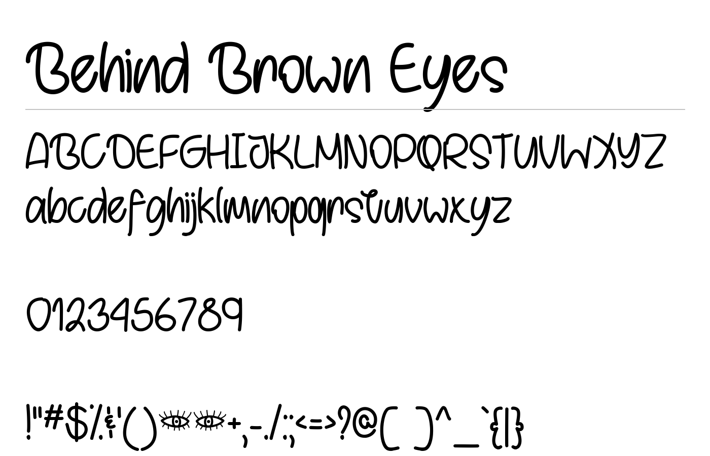 Behind Brown Eyes Font preview