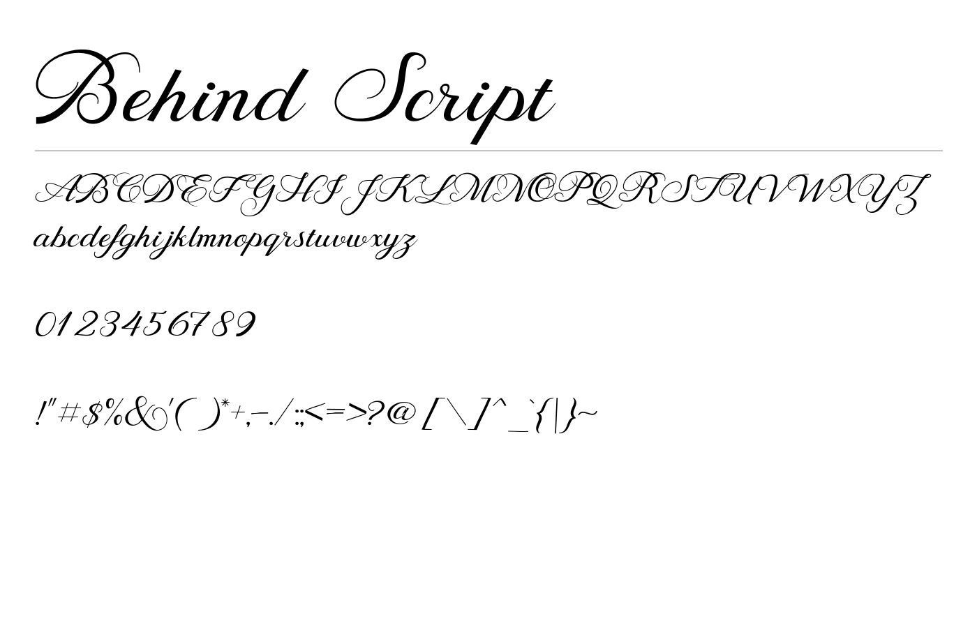Behind Script Font preview