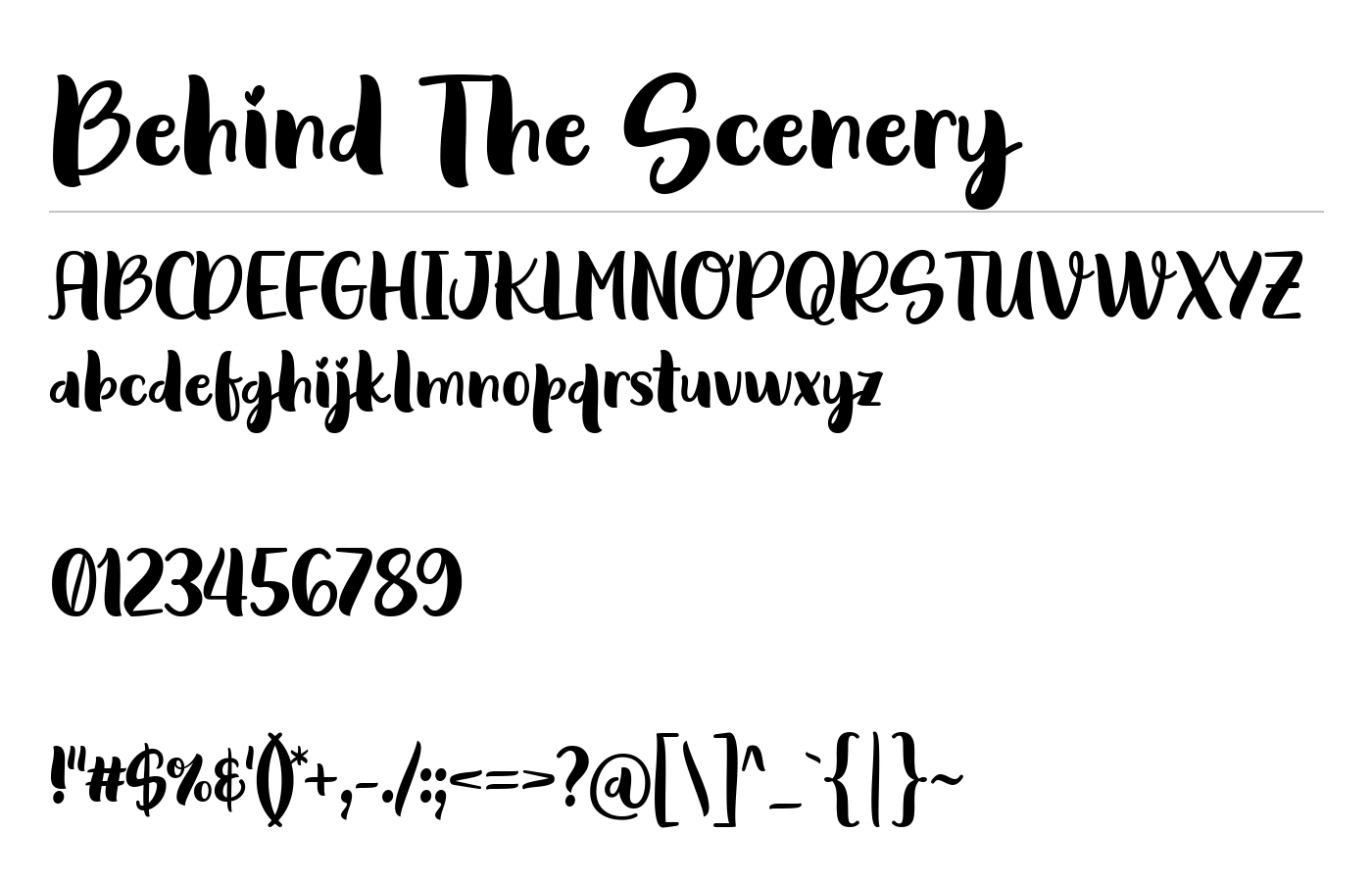 Behind The Scenery Font preview