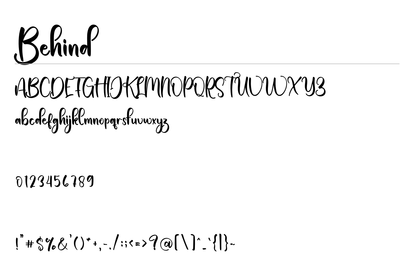 Behind Font preview