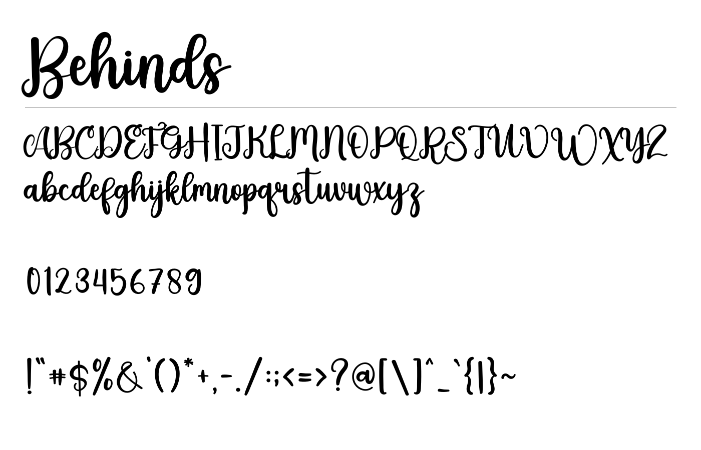 Behinds Font preview
