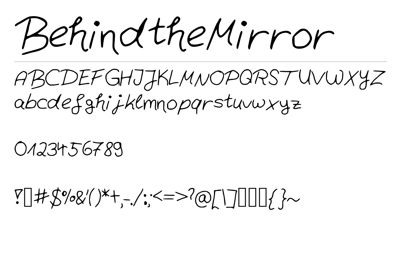 BehindtheMirror Font preview