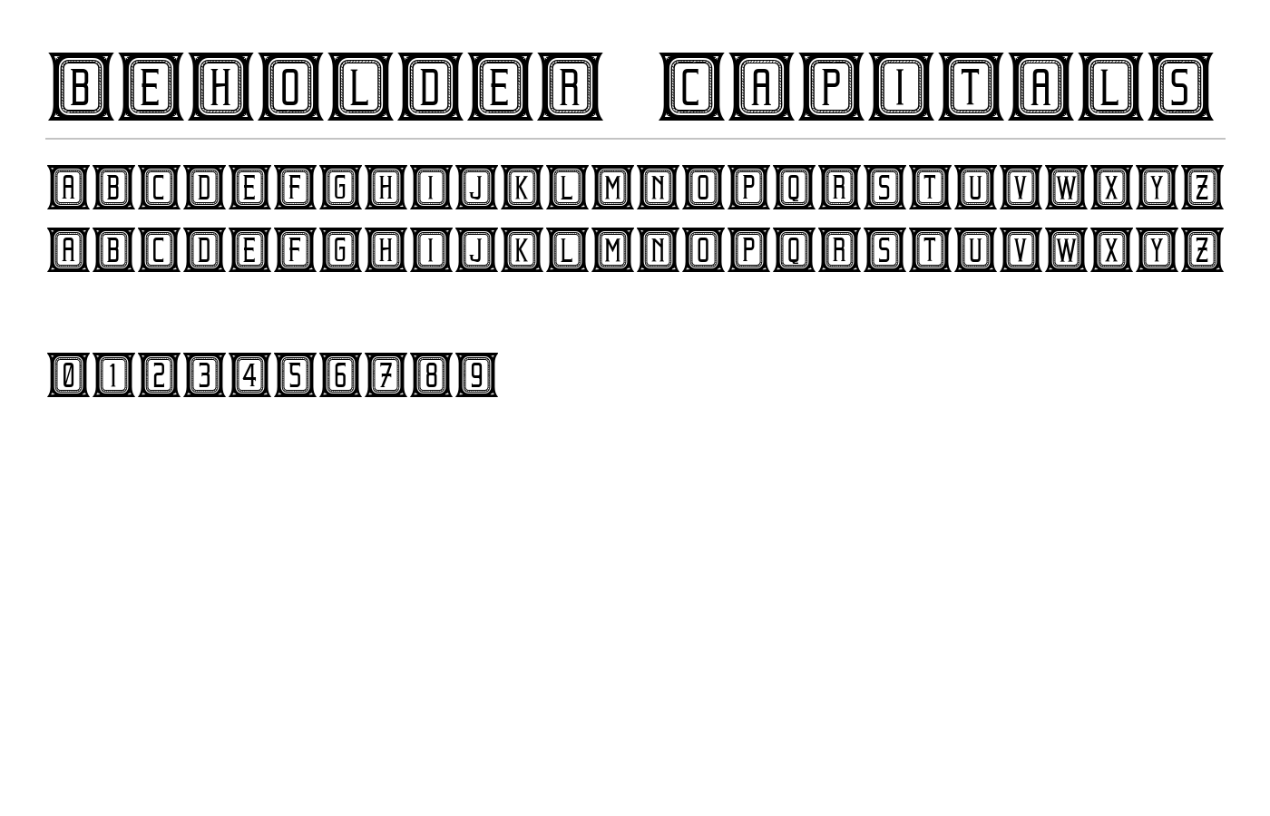 Beholder Capitals Font preview