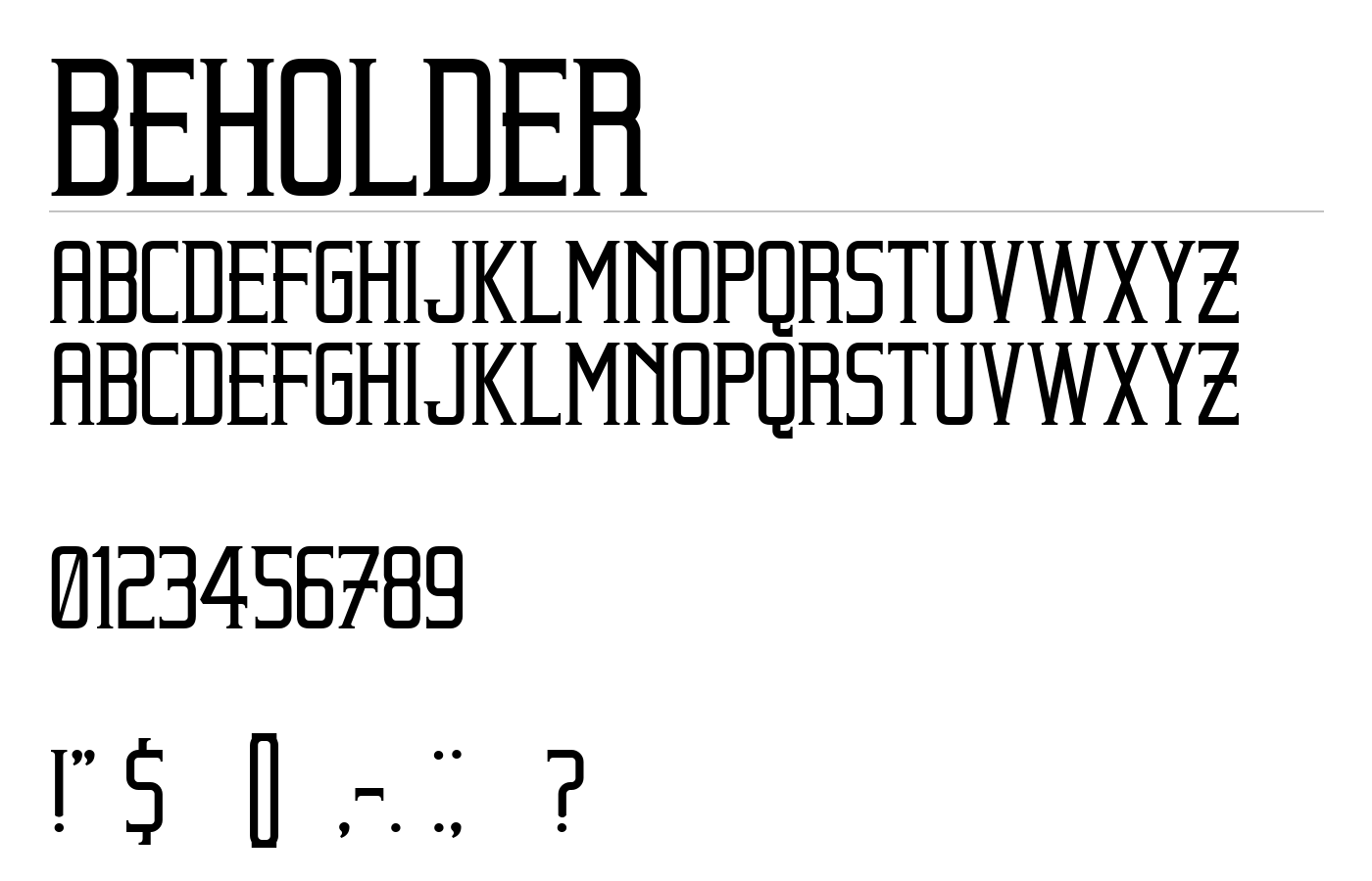 Beholder Font preview
