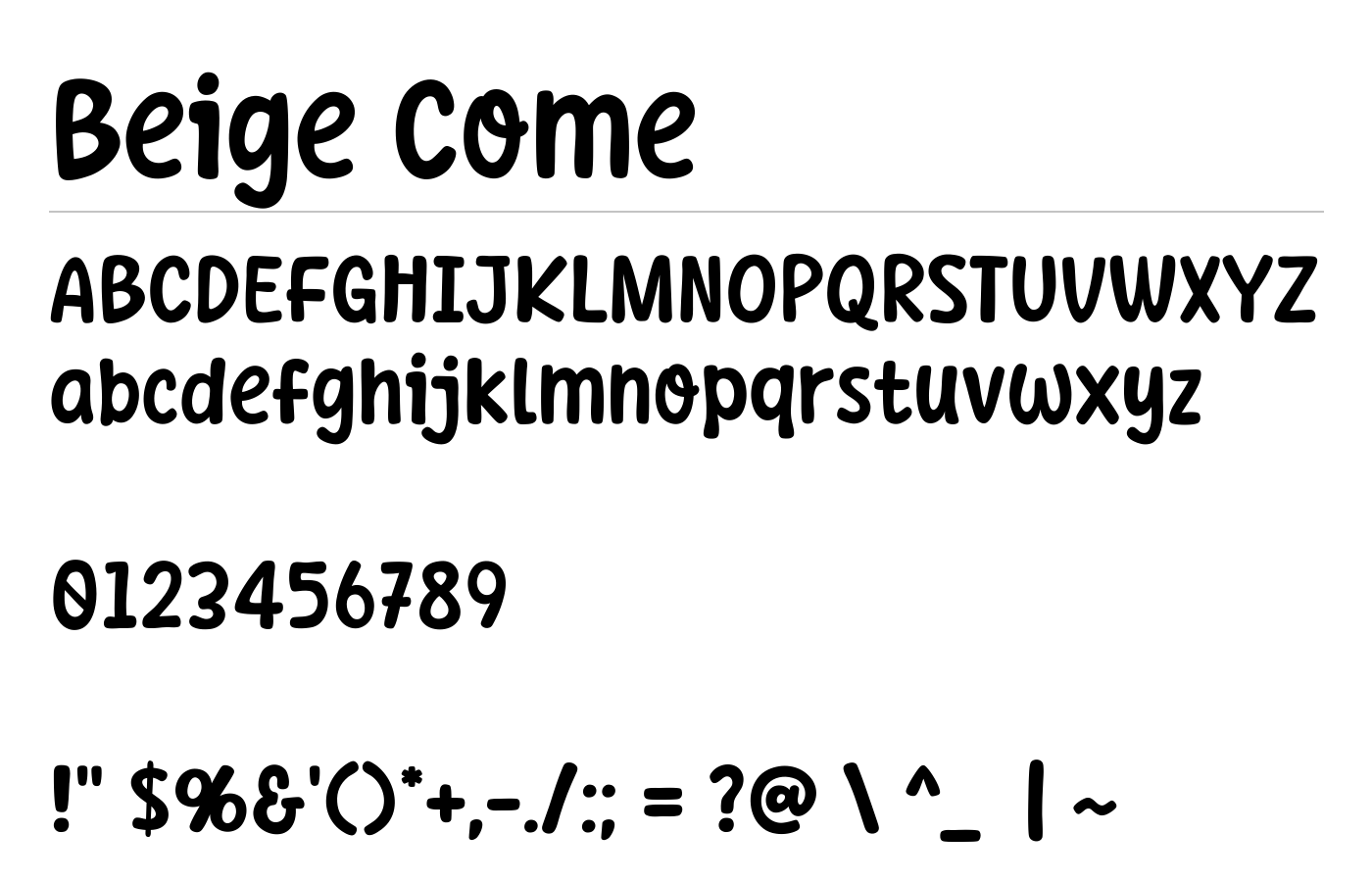 Beige Come Font preview