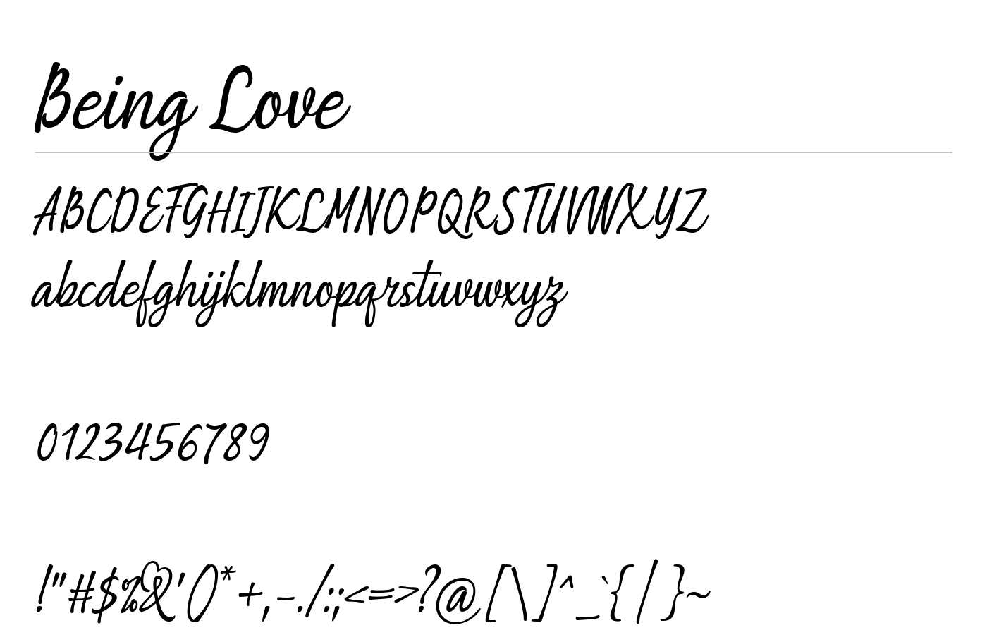 Being Love Font preview