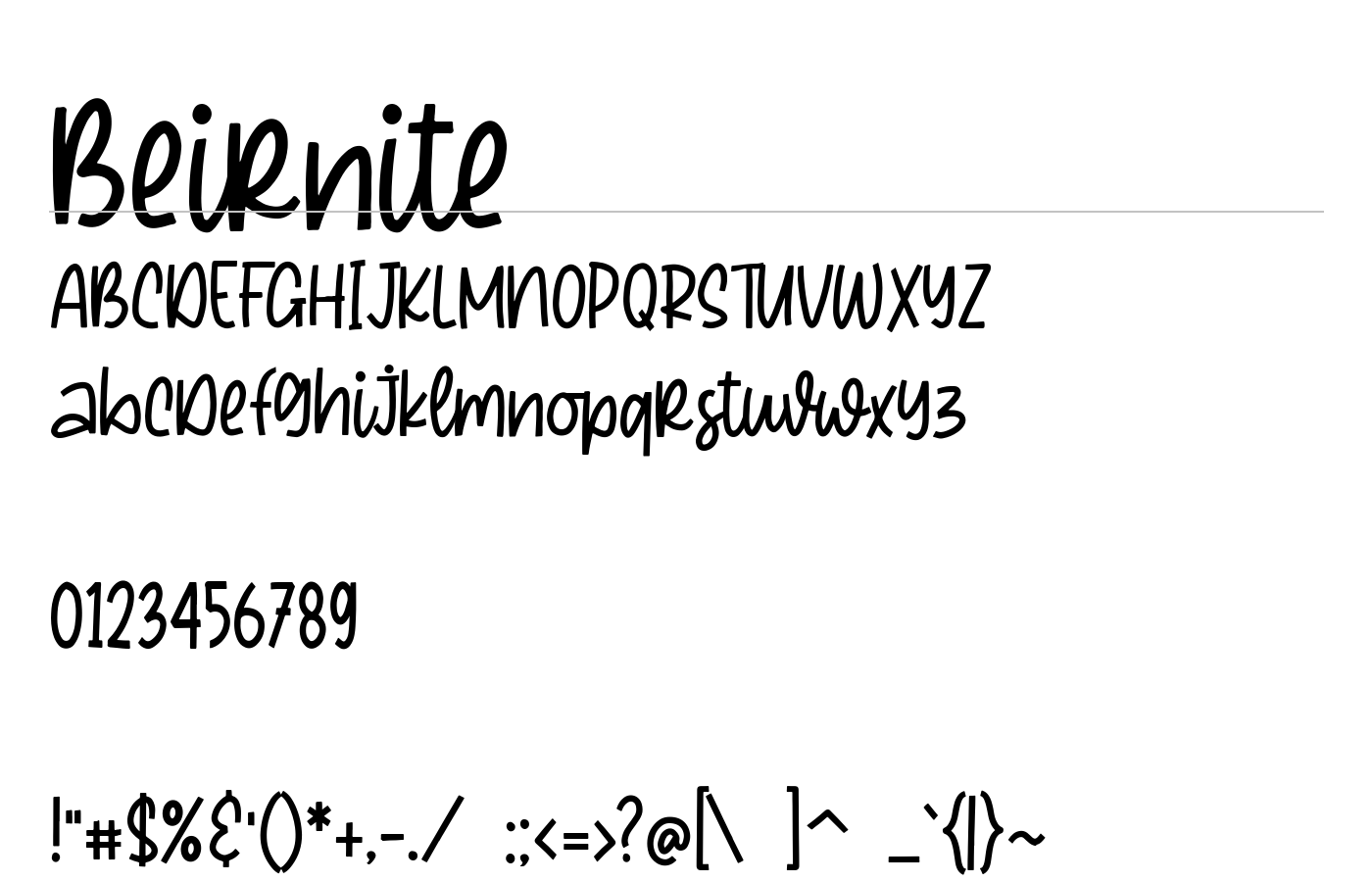 Beirnite Font preview