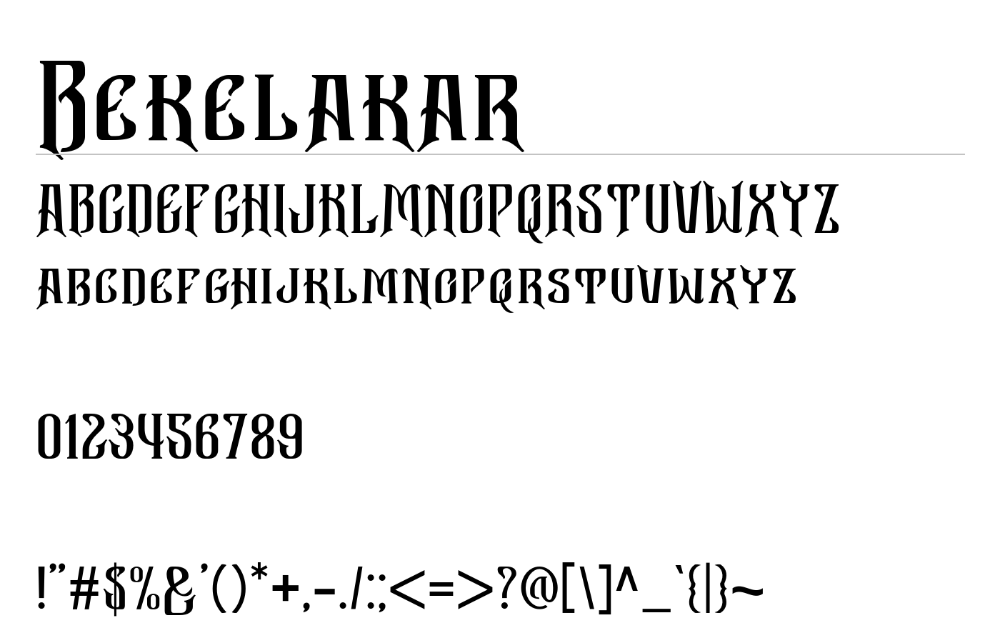 Bekelakar Font preview