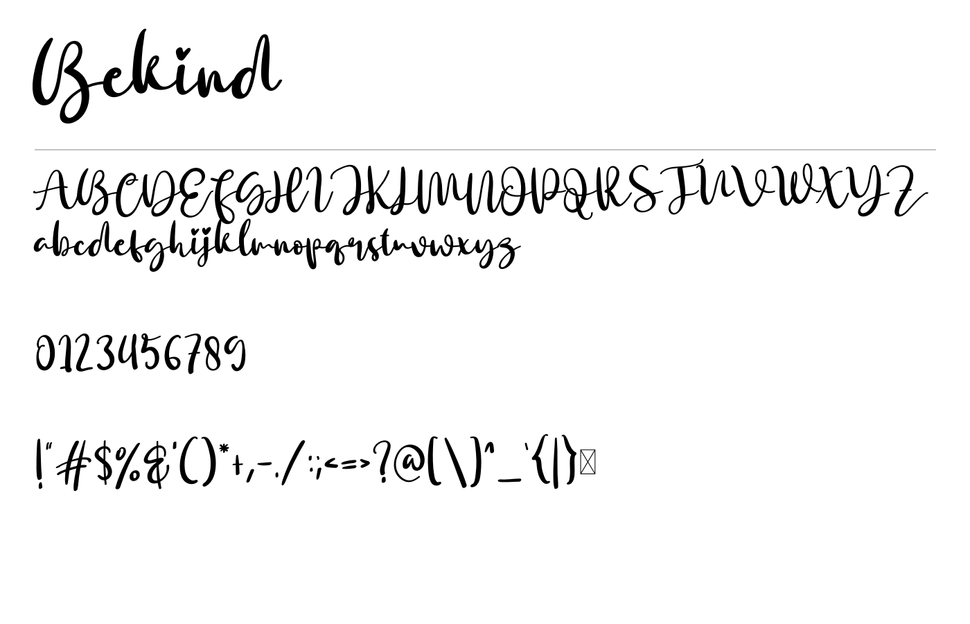 Bekind Font preview