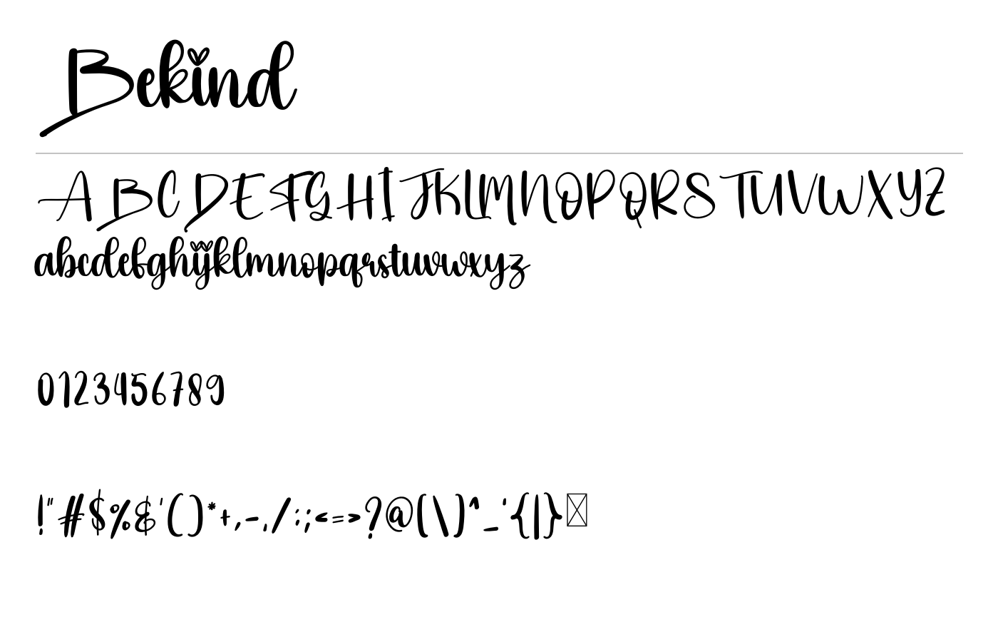 Bekind Font preview