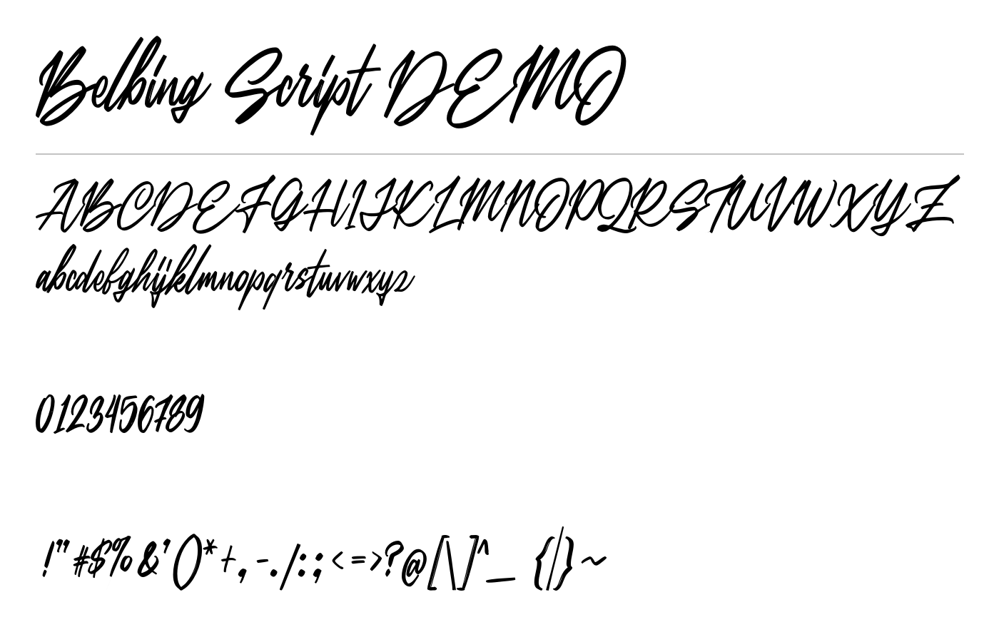 Belbing Script DEMO Font preview