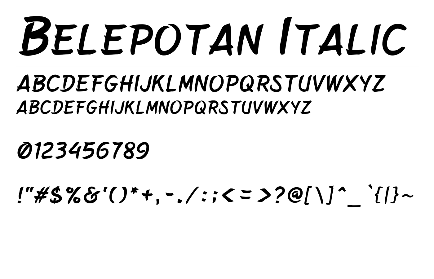 Belepotan Font preview