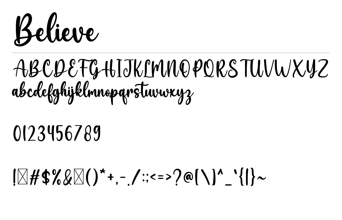 Believe Font preview