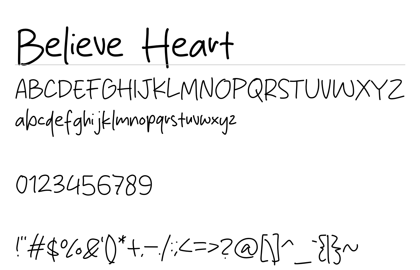 Believe Heart Font preview