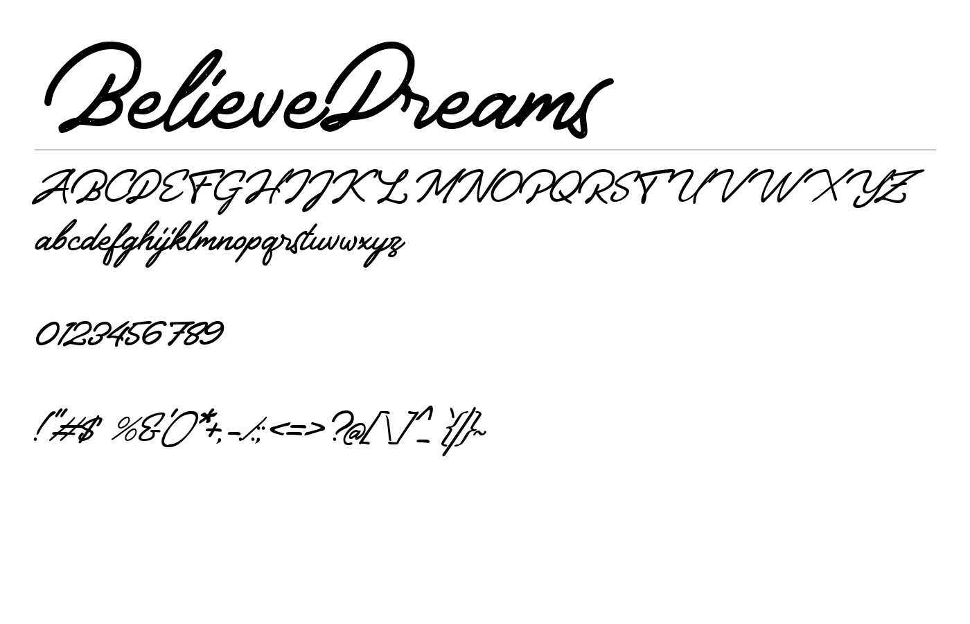 BelieveDreams Font preview