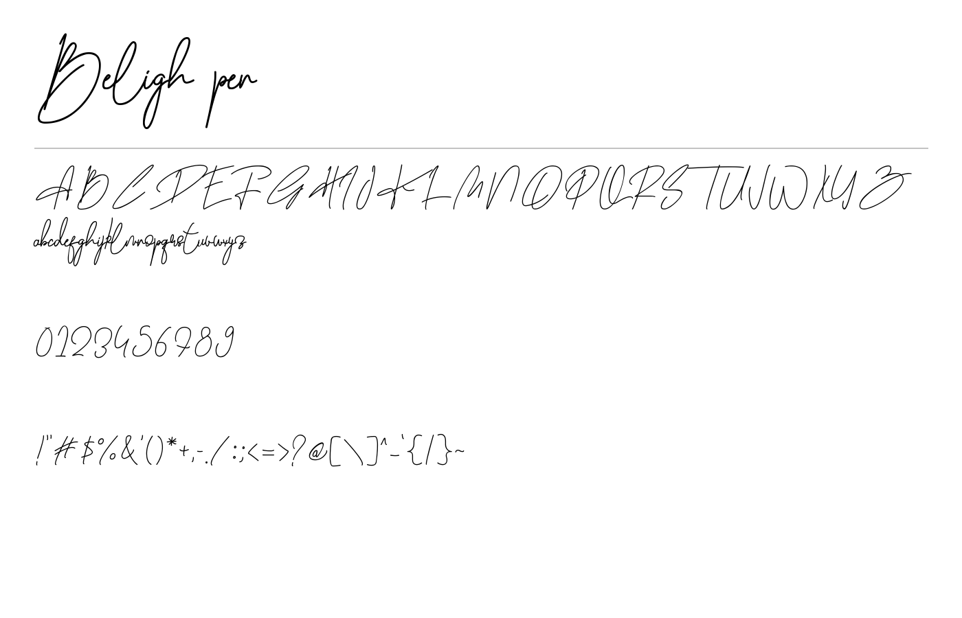 Beligh pen Font preview