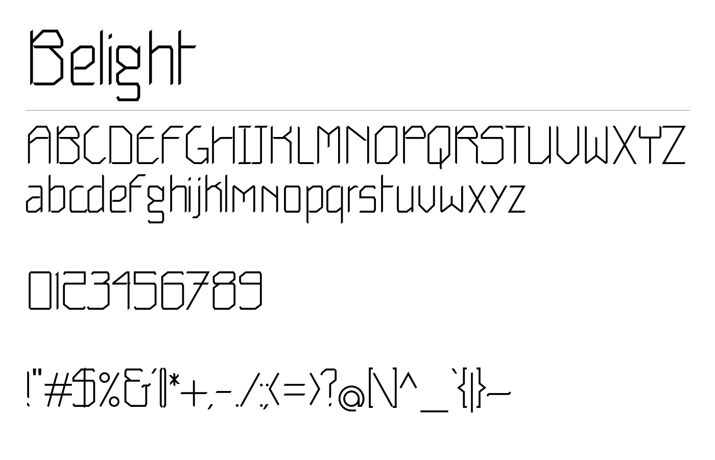 Belight Font preview