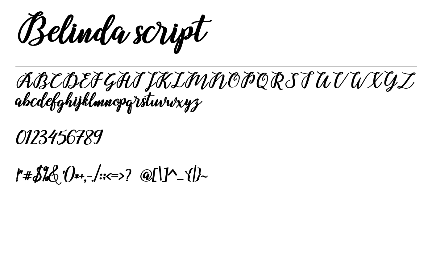 Belinda script Font preview