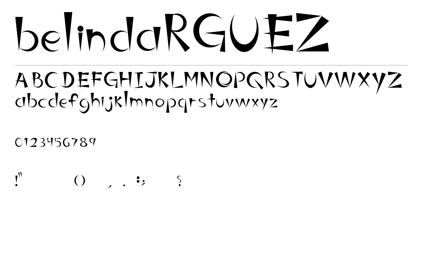 belindaRGUEZ Font preview