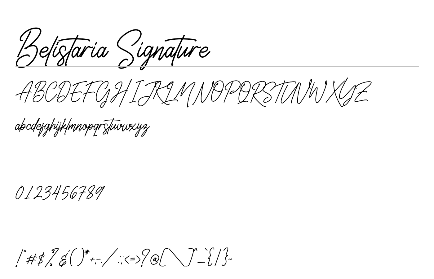 Belistaria Signature Font preview