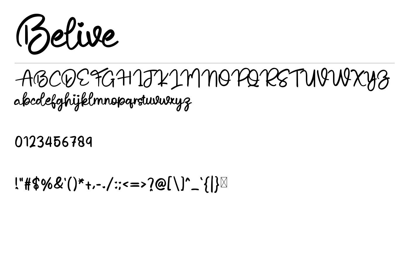 Belive Font preview