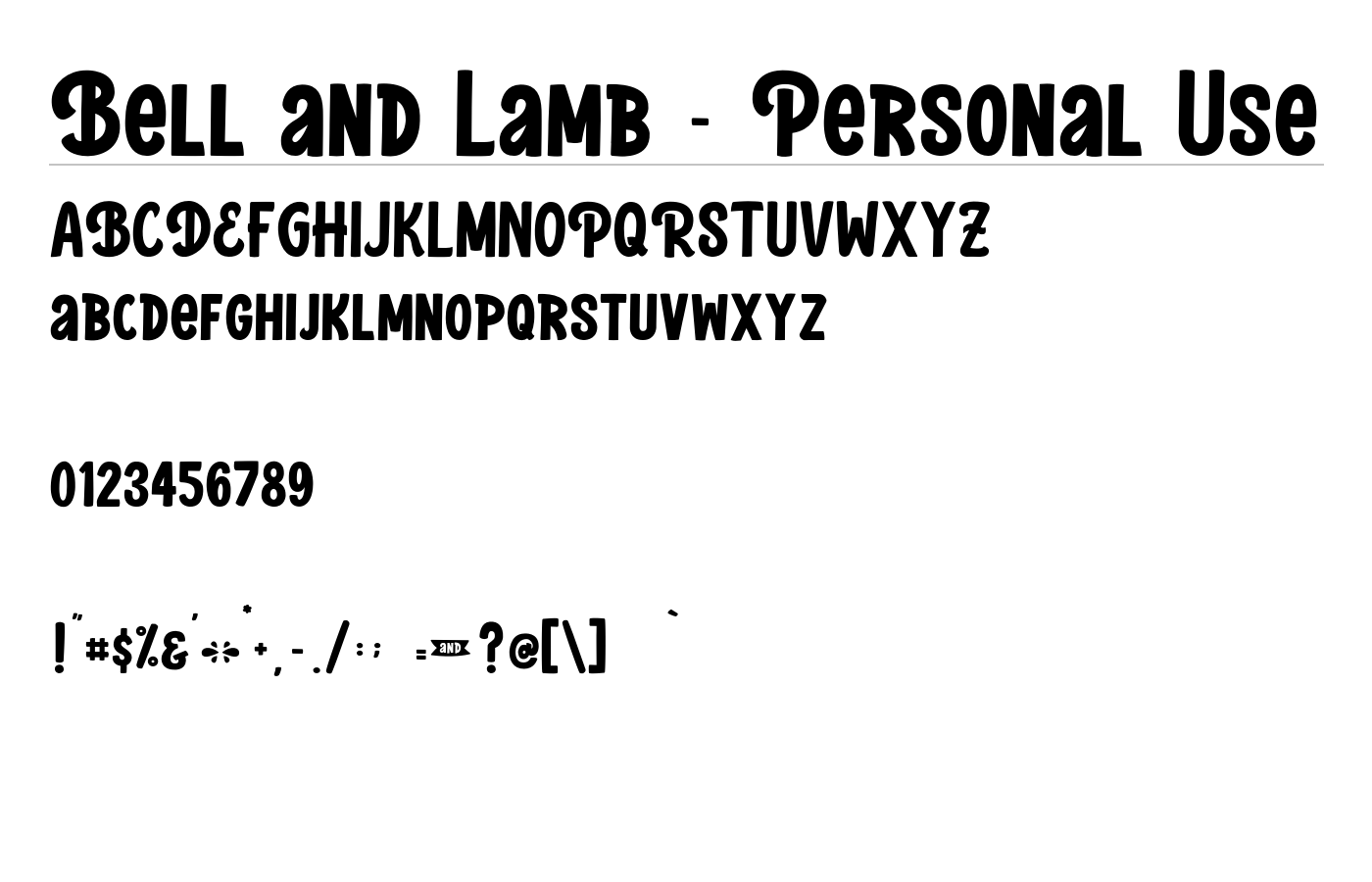 Bell and Lamb - Personal Use Font preview