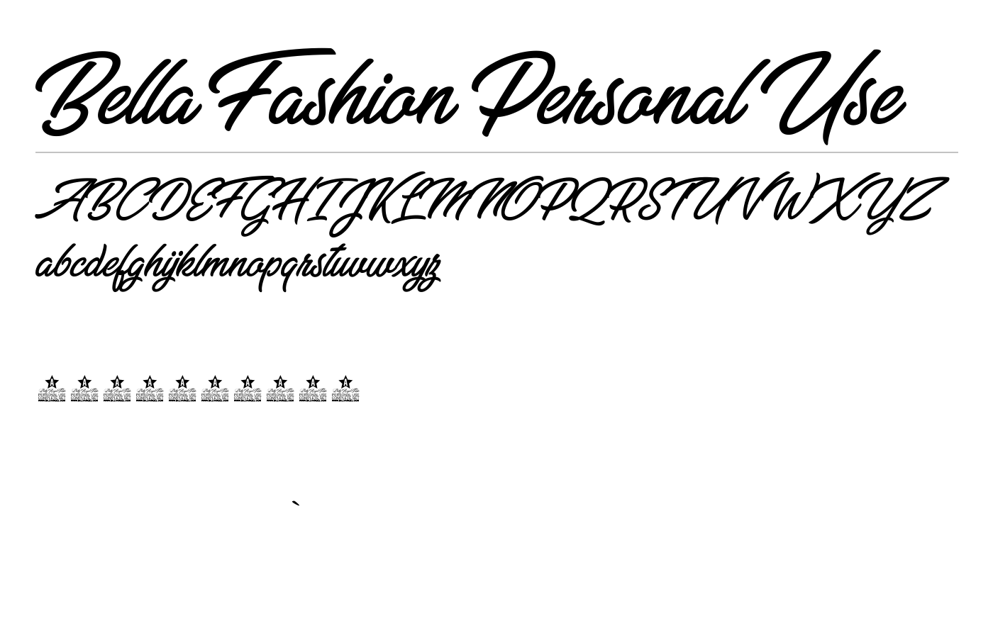 Bella Fashion Personal Use Font preview