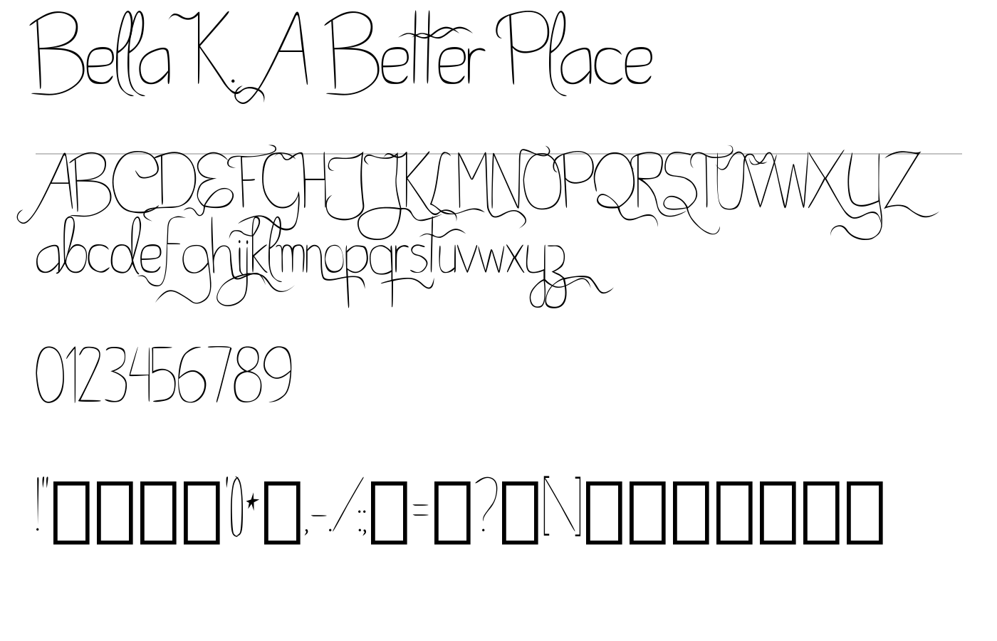 Bella K. A Better Place Font preview