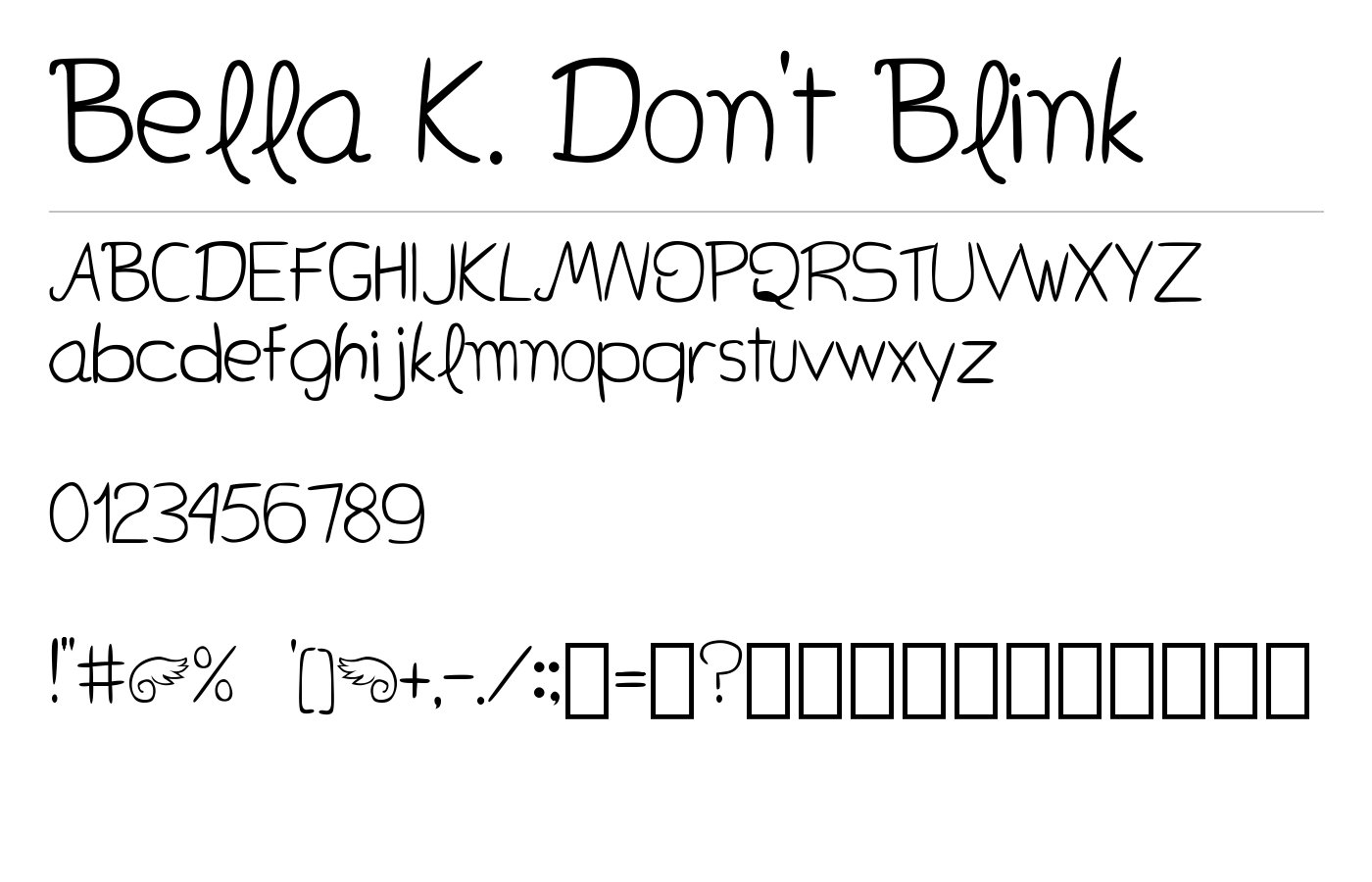 Bella K. Don't Blink Font preview