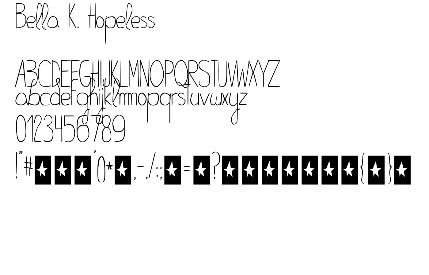 Bella K. Hopeless Font preview