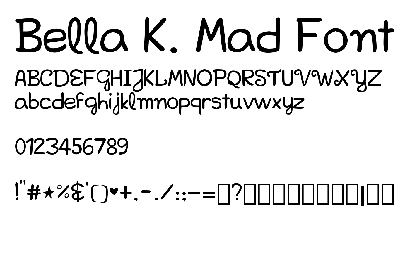 Bella K. Mad Font preview