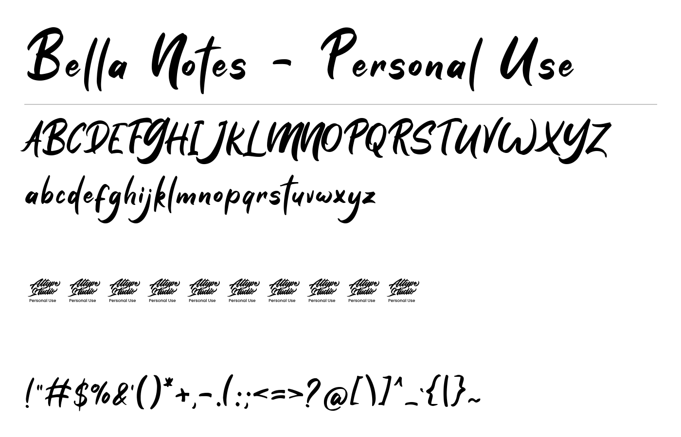 Bella Notes - Personal Use Font preview