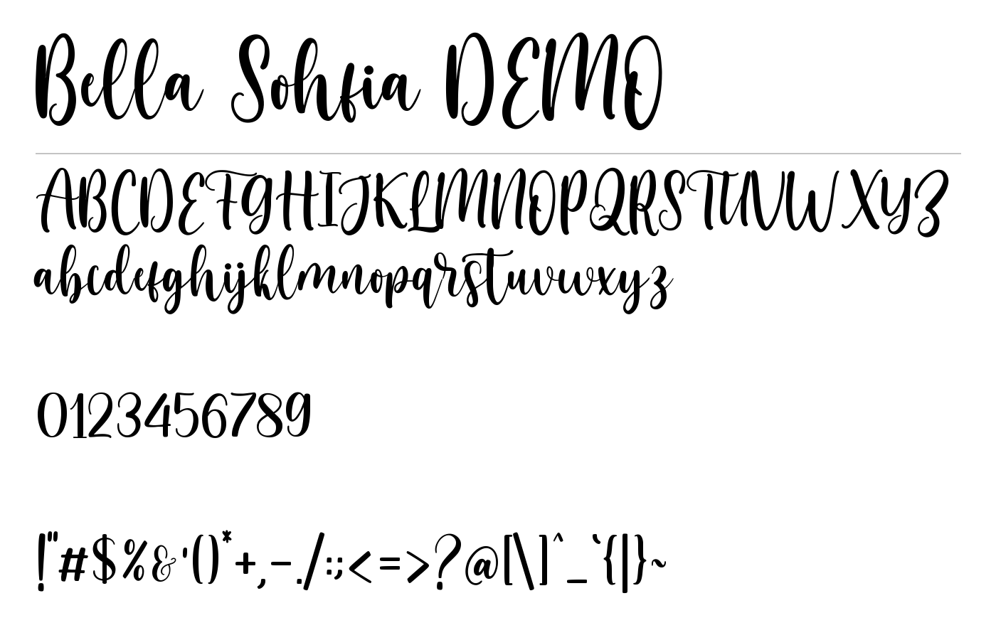 Bella Sohfia DEMO Font preview