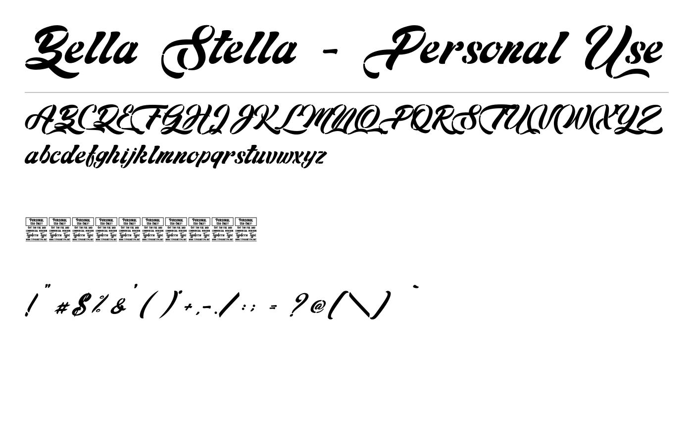 Bella Stella - Personal Use Font preview