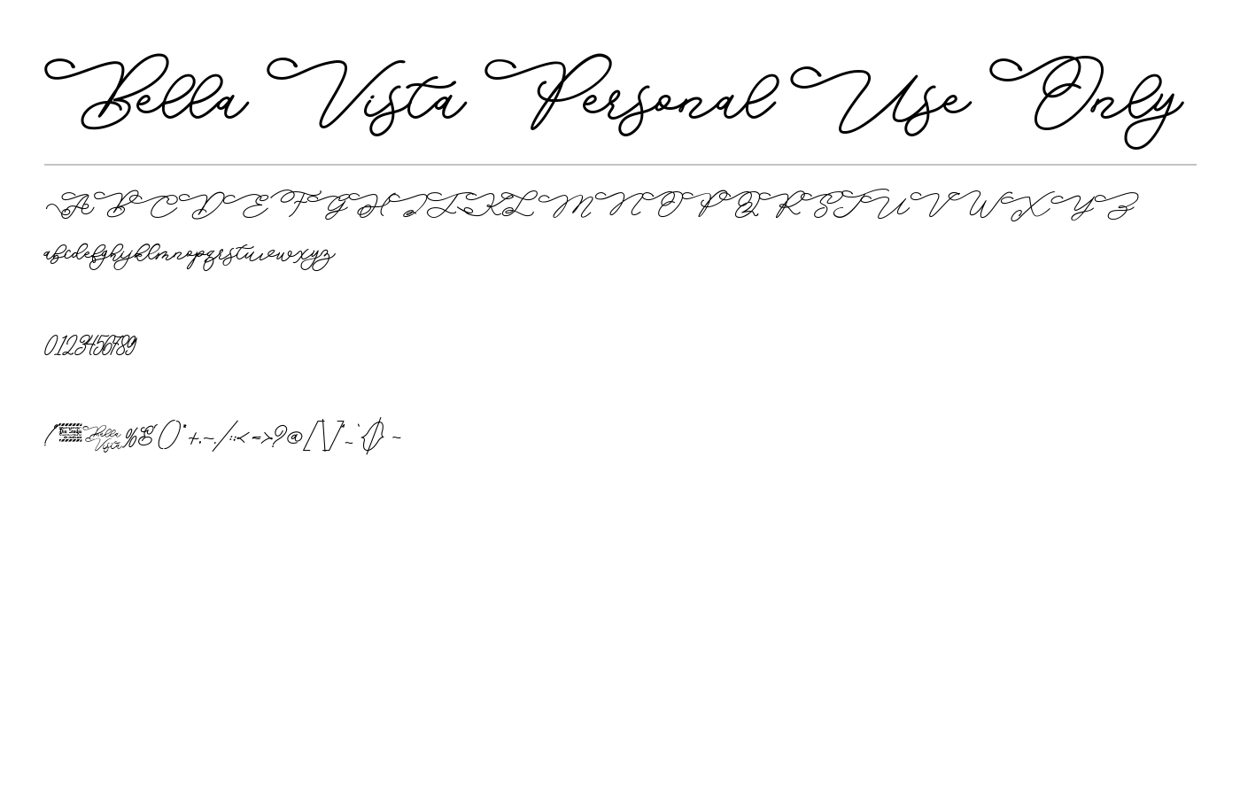 Bella Vista Personal Use Only Font preview