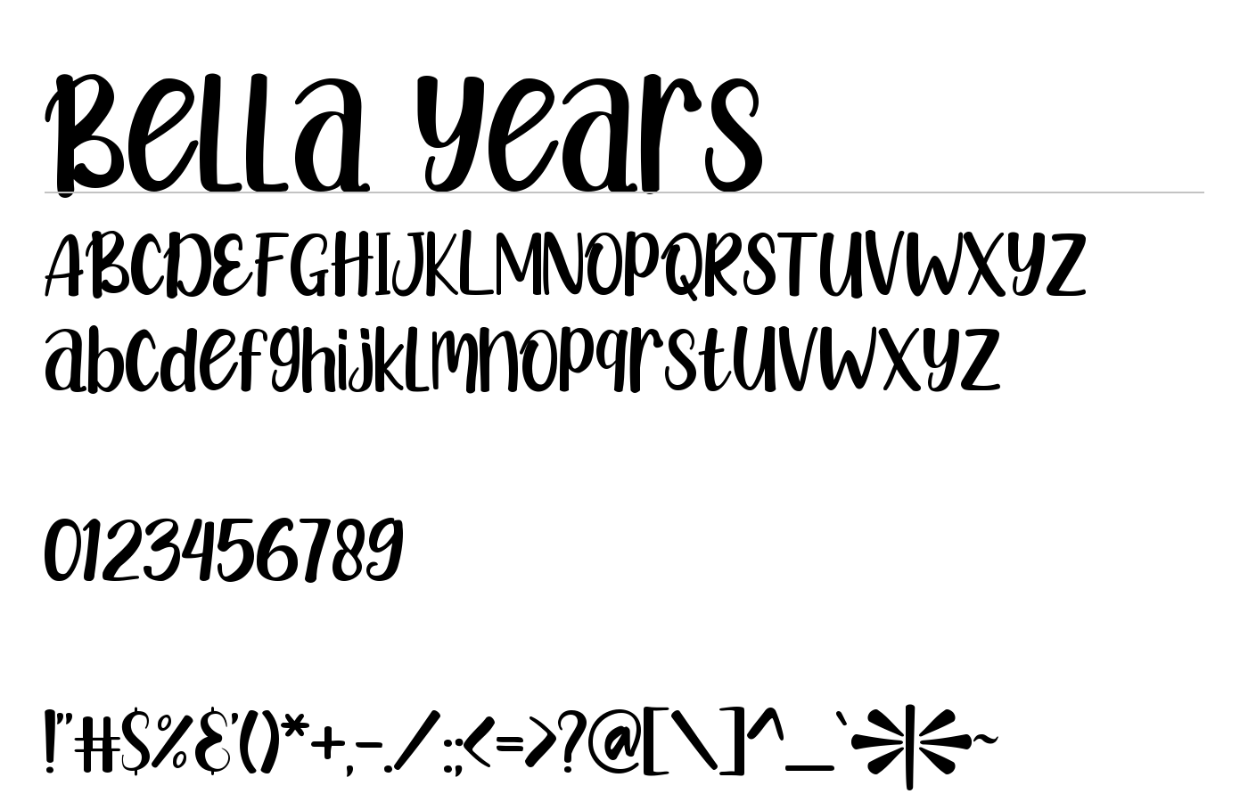 Bella Years Font preview