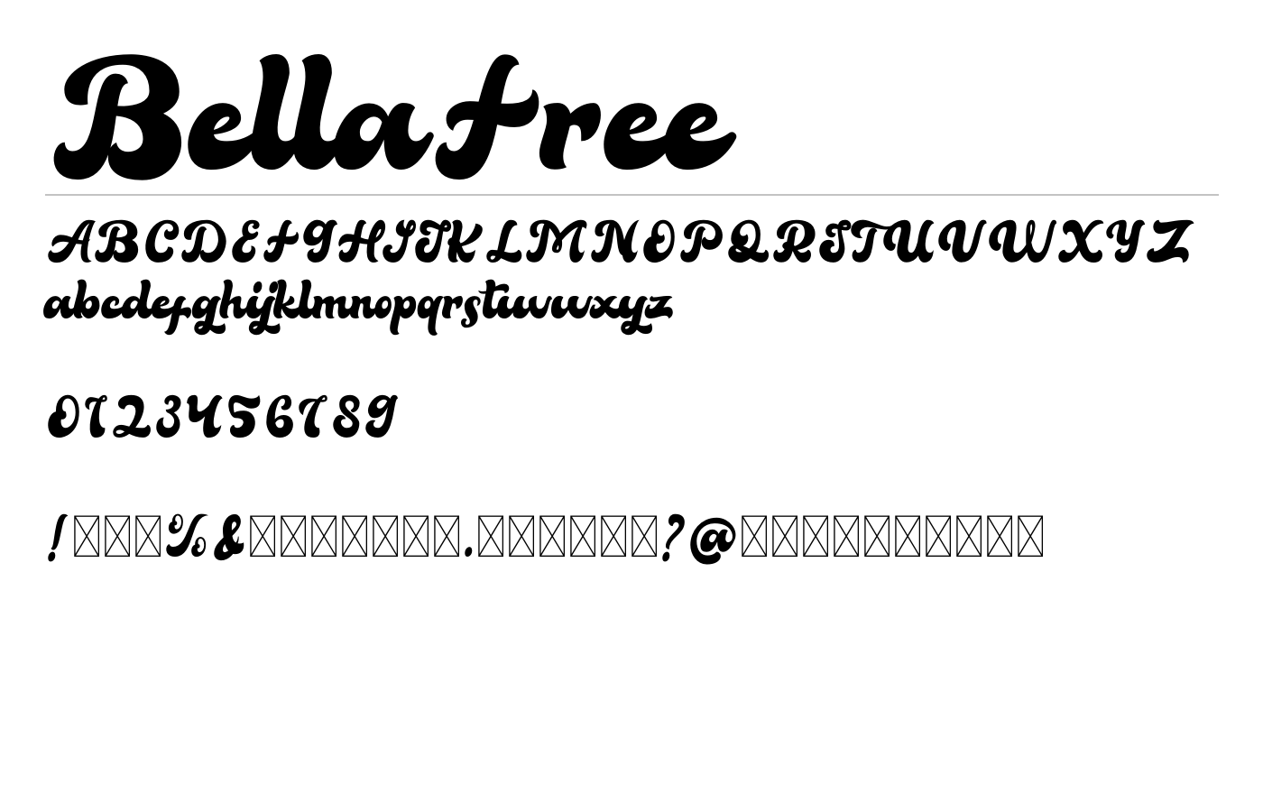 BellaFree Font preview
