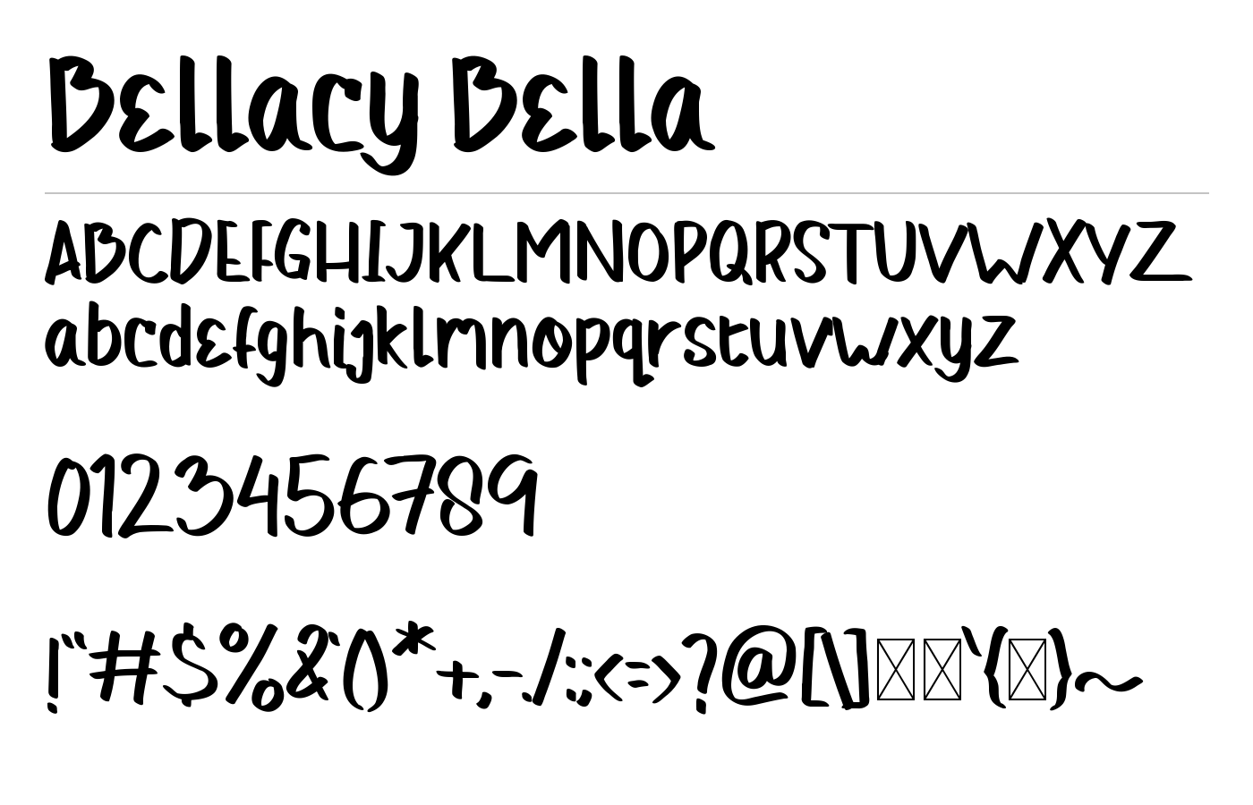 Bellacy Font preview